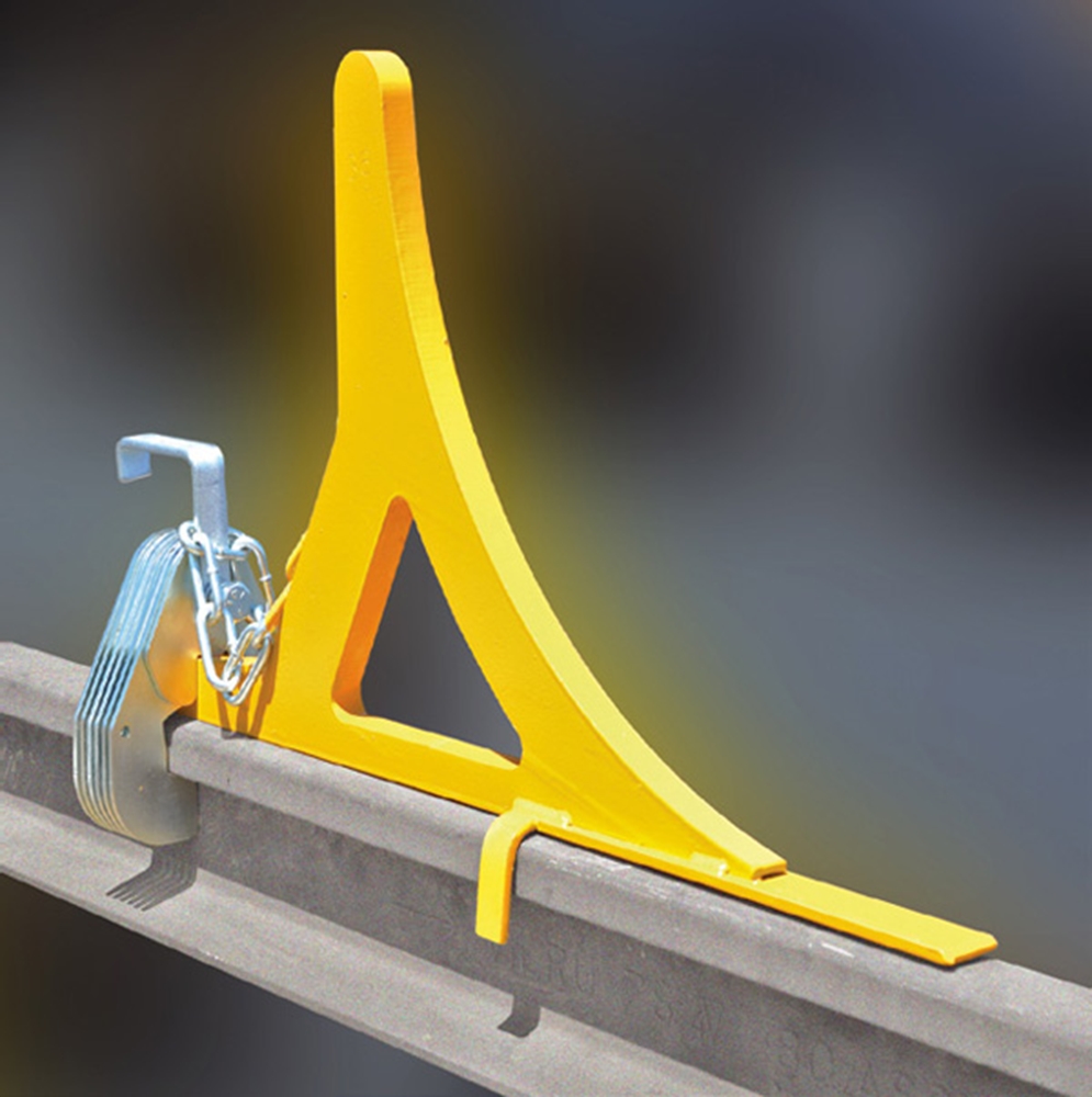 Cushion Slide Wheel Crane Stops
Wedges made to fit a specific wheel diameter. Wedges meet OSHA regulation that half the wheel diameter is covered. Cinch plates are made for a specific rail size and section.